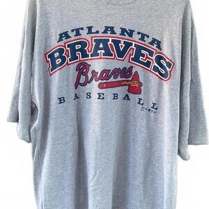 Superr Nice Vintage Atlanta Braves Baseball Waffleknit T-Shirt Gray 1998 Size XL